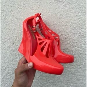 Stylish Red Wedge Sandals